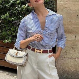 Classic H Gold Logo Leather Reversible Belt in Burgundy/Black (US Size 4-8)